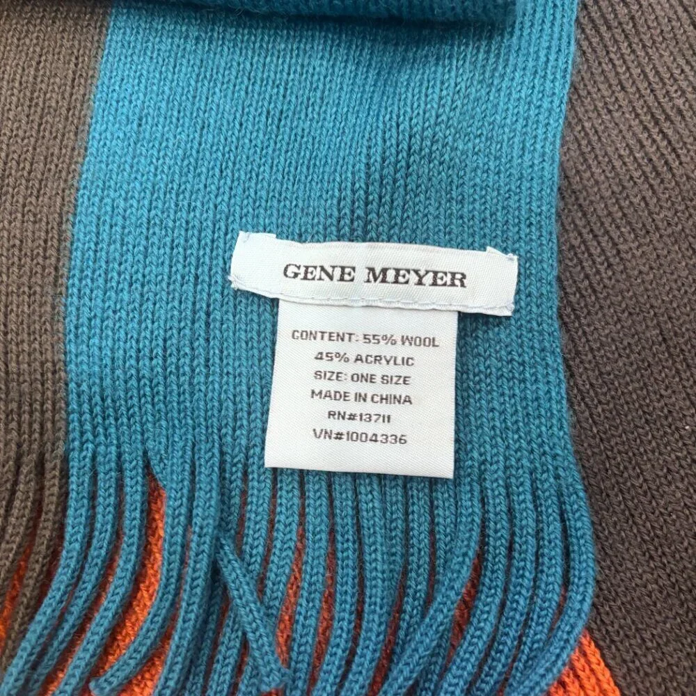 Gene Meyer Scarf One Size Copper Leaf  Wool Blend Colorblock Elegant Vine M5CB02